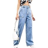 Women's High Waist Straight Leg Loose Fit Boyfriend Jeans Trendy Denim Pants for Teen Girls