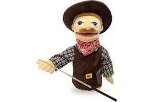 okegztoa 16" Puppets Entriloquist Puppet,Hand Puppets for Kids Plush Cowboy Puppets for Adults with Removable Mouth Puppet for Kids Ages 4-8，Hand Puppet for Adults with Scalable Puppet Control Rod