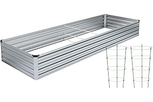 DIIYIV 8x4x1FT Galvanized Raised Garden Bed,Raised Graden Bed Kit-Square Metal Garden Bed,Large Planter Raised Bed Outdoor,Garden Box for Vegetables,Flower,herb…