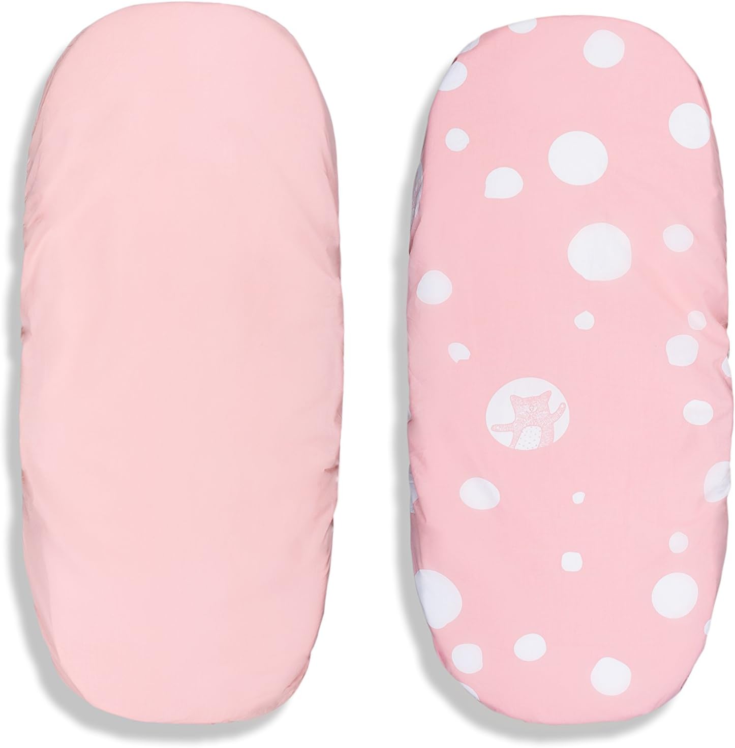 100% Organic Cotton Moses Basket Fitted Sheet (Pink - Shoo) set of 2