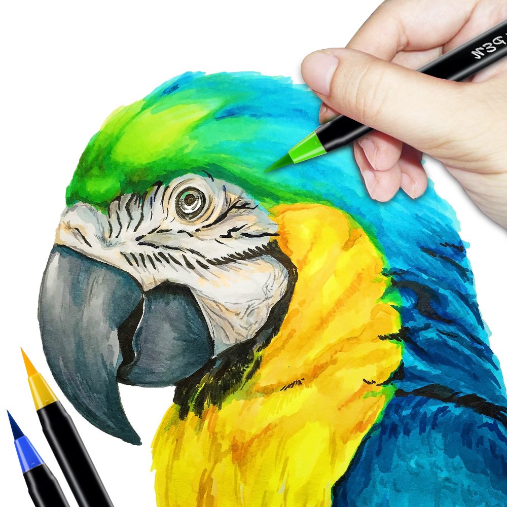 Watercolor Brush Pens, Homecube 20 Colors Water Based Painting Markers with a Water Coloring Brush for Children & Adults Coloring Books, Manga, Comic, Calligraphy