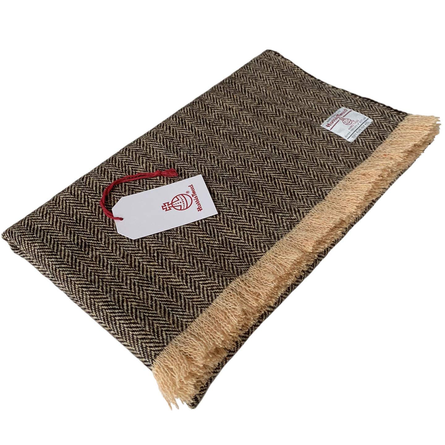 Harris Tweed Brown & Golden Beige Herringbone Lap Blanket Amazon.co.uk