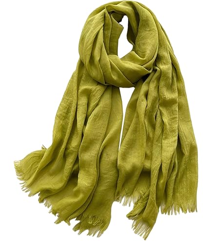 XRDSS Summer Cotton Blend Crinkle Vintage Soft Scarf with Fringed