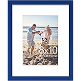 decorUhome 8x10 Picture Frame, Display Pictures 5x7 with Mat or 8x10 without Mat, Wall & Tabletop Display Photo Frame, Royal Blue, 1 Pack