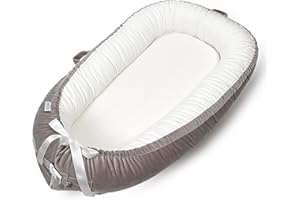 Beisurznga Baby Lounger, Ultra Breathable Soft Cotton Perfect for Tummy Time, Portable & Adjustable Infant Floor Seat for Traveling | Newborn Shower Gift(Grey White)