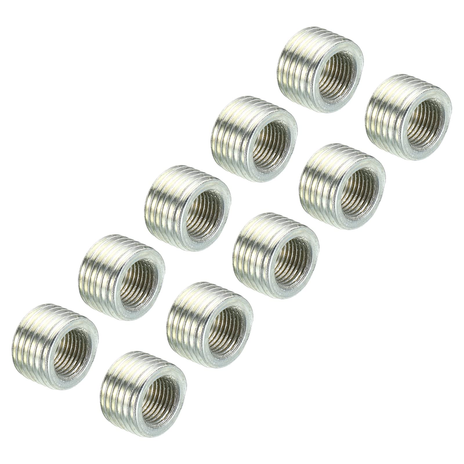 PATIKIL M16x1.5mm to M10x1mm Thread Adapters Sleeve Reducing Nut, 10 Pack 10mm Screw Conversion Nut Threaded Tube Coupler Connector Pipe Fitting