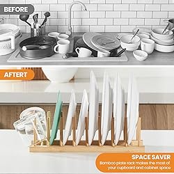 Worthyeah 4 PCS Bamboo Dish Dying Rack - Pot Lid