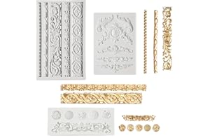 Dokpav 3 PCS Baroque Style Silicone Molds, Scroll Relief Border Lace Silicone Mold, Fondant Molds Clay Mold for DIY Cupcake W
