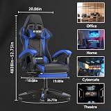 bigzzia Ergonomic Gaming Chair with Lumbar Pillow Headrest Blue view 2