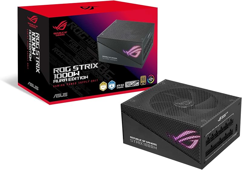 ASUS ROG Strix 1000W Gold Aura PSU ATX 3.0 PCIe 5.0 Modular 80 Plus Gold