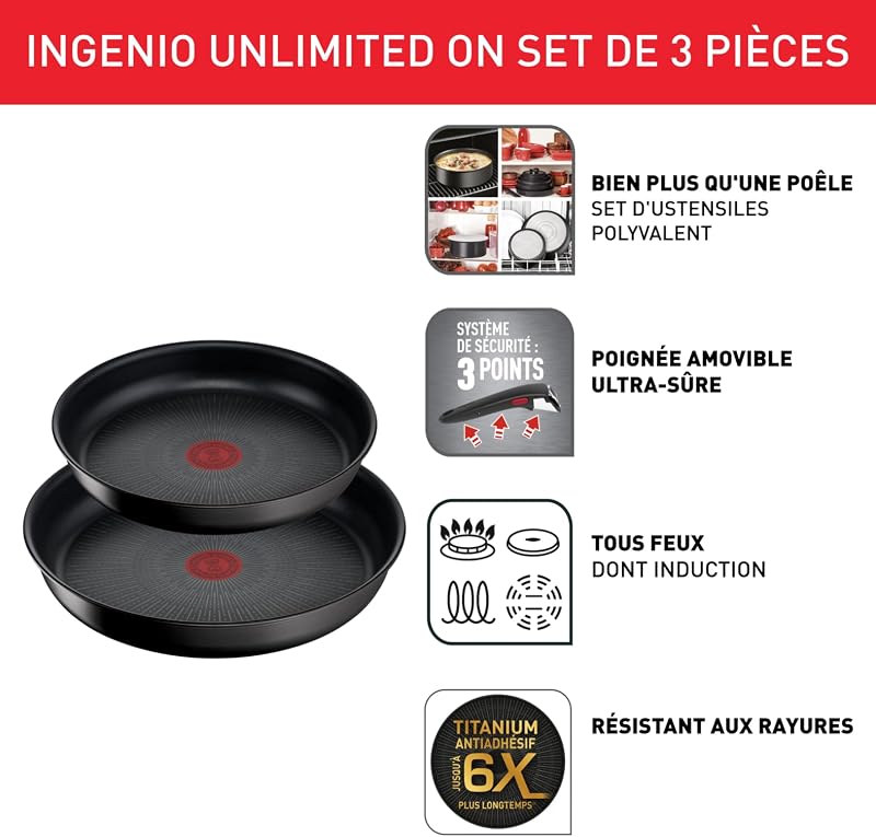 - Ingenio Unlimited On Lot de 2 Poêles 22 et 26 cm -amovible — photo 2 sur 7
