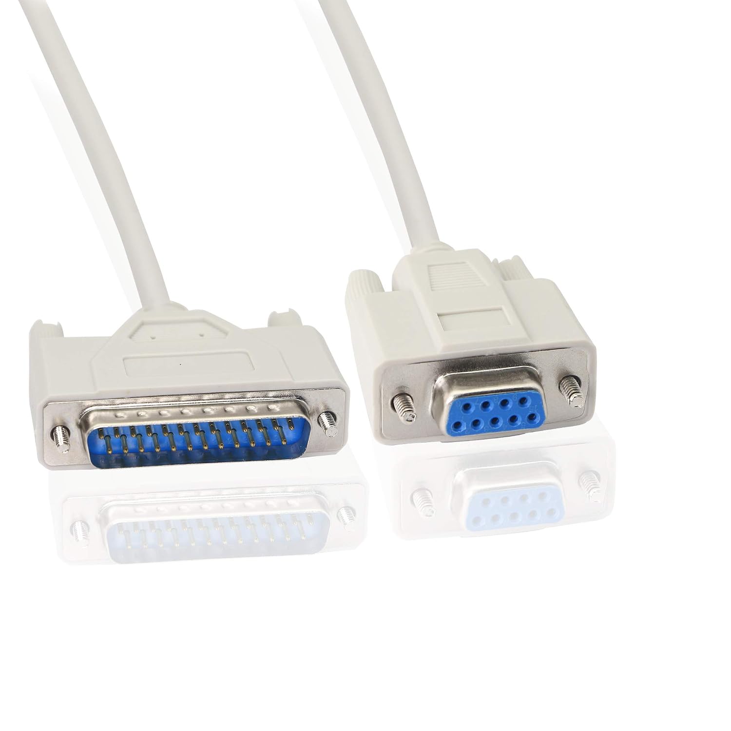 PNGKNYOCN DB9 to DB25 Conversion cable RS232 female to DB25 male null modem serial parallel printer cable for DTE PC Mac Linux data transmission communication(1.5M) - Image 4