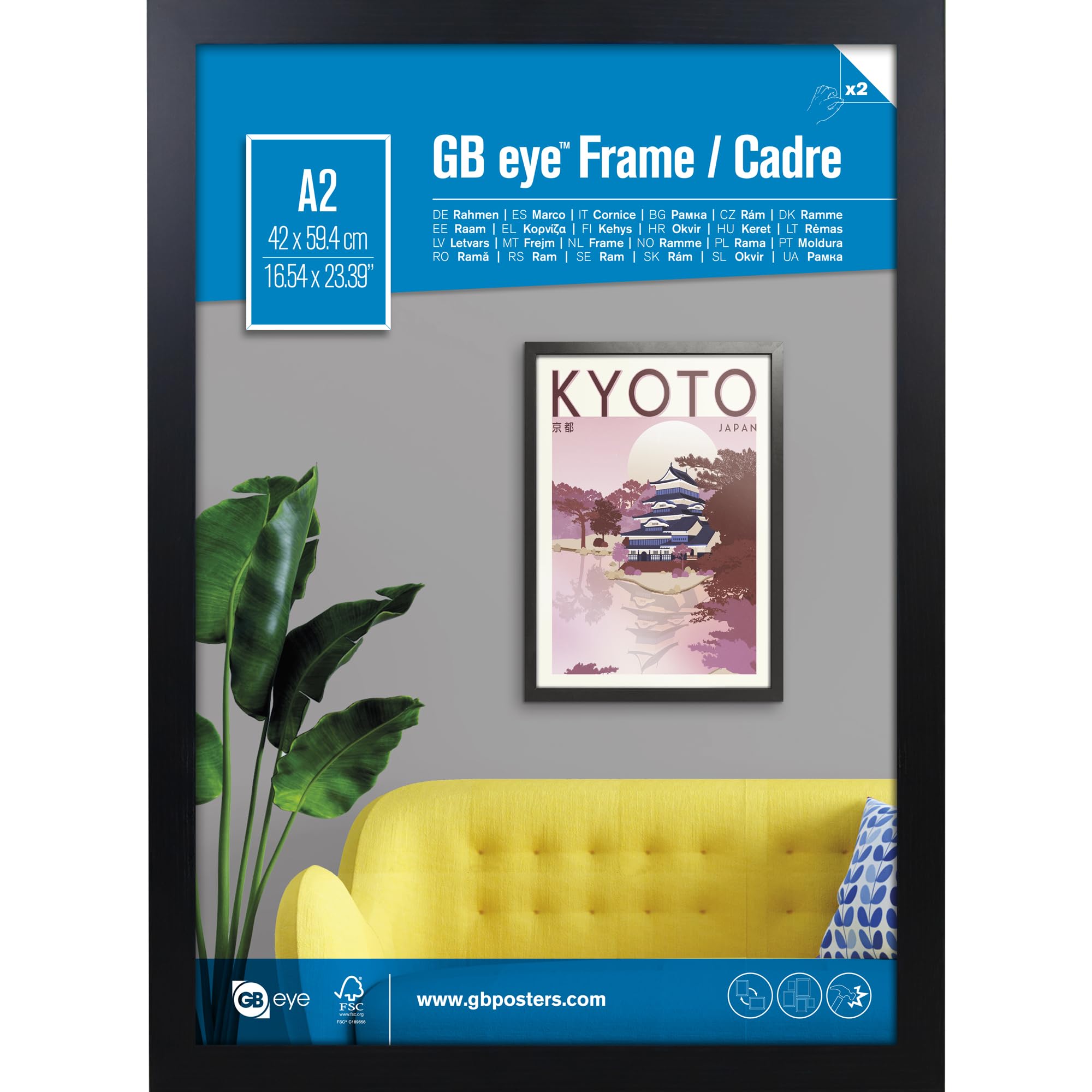 GB Eye Contemporary Wooden Black Picture Frame - A2 - 42 x 59.4cm