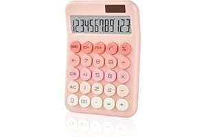 KANBIT Small Desktop Calculator with LCD Large Display and Sensitive Button, Dual Solar and Battery Powered with Automatic Sleep Basic Cute Calculators for Office, School and Business (Pink)