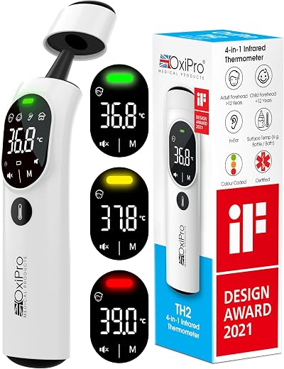 OxiPro TH2 Thermometer German Sensor In-Ear Forehead Non-Touch Baby Adult Modes
