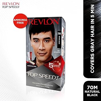 Revlon Top Speed Hair Color Man, Natural Black 70M with Free Outrageous Conditioner 190ml