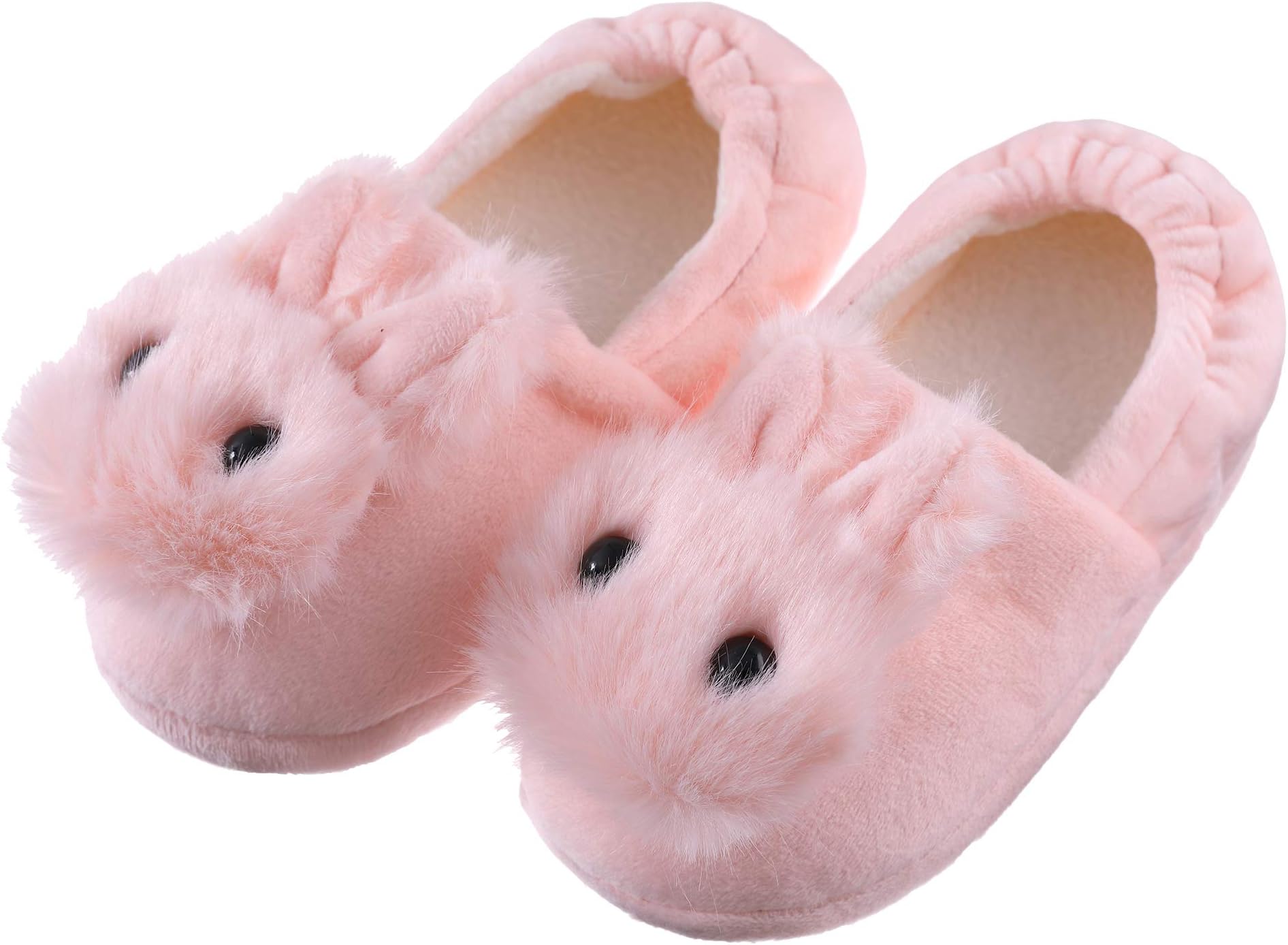 FANZERO Toddler Girls Rabbit Slippers Soft Plush Warm Cute Animal Non-Slip Winter House Shoes