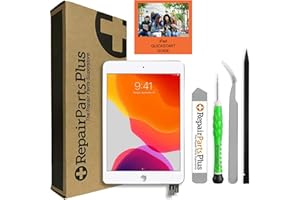 Repair Parts Plus for iPad mini 5-5th Generation Screen Replacement LCD Display and Glass Touch Digitizer Premium Kit (7.9", Silver/Gold, A2126 | A2124 | A2133) + Sleep/Wake Sensor + Guide - White