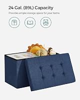 Songmics Mazie Collection Storage Ottoman Bench 76 cm Dark Blue LSF047Q52 view 4