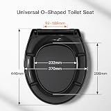 Pipishell Soft Close Toilet Seat with Quick Release, O Shape, Black view 2
