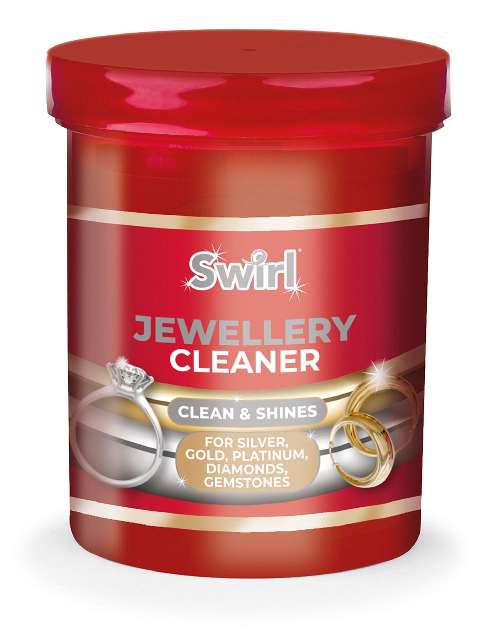 Swirl Liquid Jewellery Cleaner with Basket for Silver, Gold, Platinum, Gemstones & Diamonds | Clean and Shines (145ml)