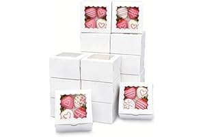 XINHPKGG 50pcs Cookie Boxes 4x4x2.5 Inch Bakery Boxes with Window Treat Box Dessert Box for Wedding Favors Party Mother's Day