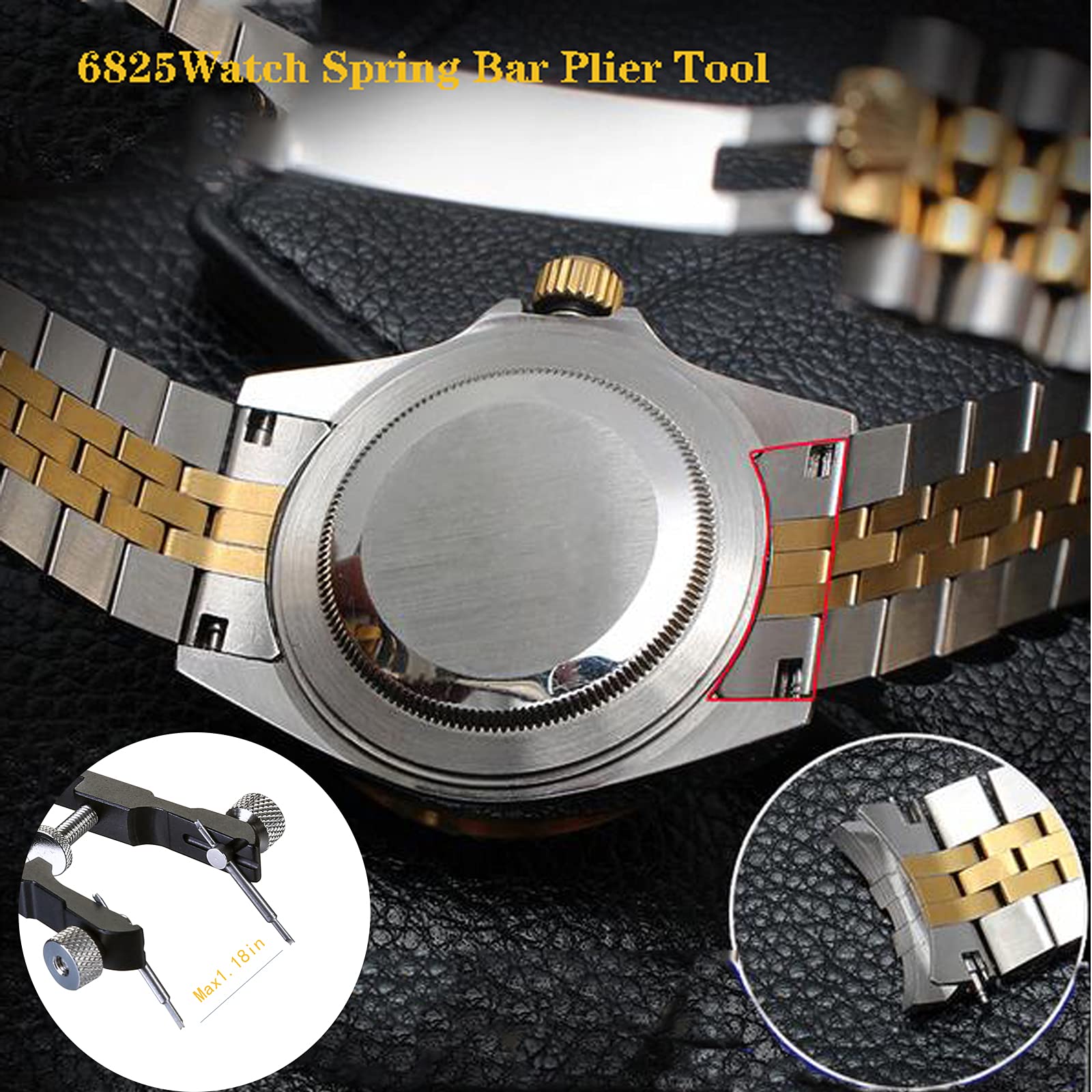 Watch Spring Bar Plier Tool, Spring Bar Tweezer, Watch Band pliers with Robust 8 Alloy Steel Pins, Watch Band Pins Replacement Tool
