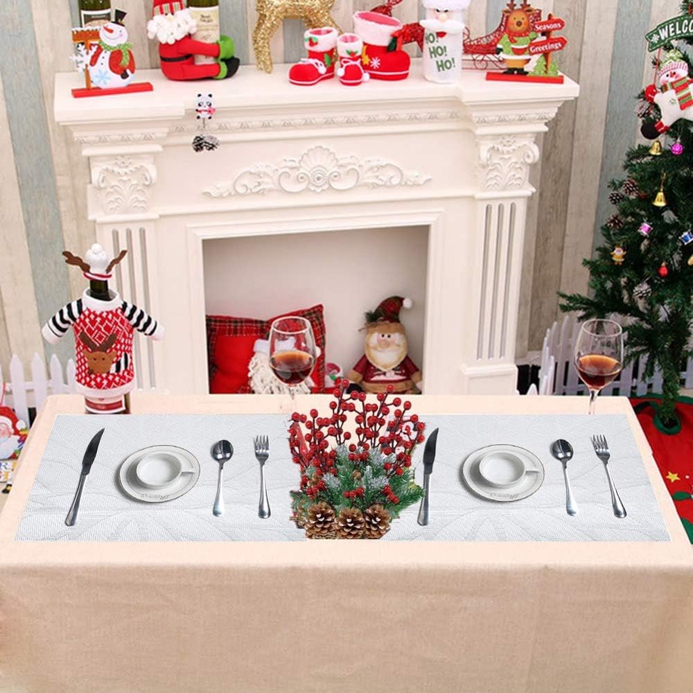 HEBE Placemats Set of 6, Non-Slip Washable Place Mats,Heat Resistant Kitchen Tablemats for Dining Table Dinner Table (White): Home & Kitchen