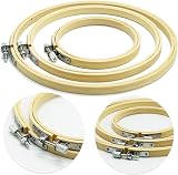 LAMXD 3Pcs Embroidery Hoop Set 3 Sizes Bamboo with Gold Eye Needles view 3