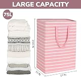 TIMEYARD Large 75L Laundry Hamper Set of 2 Pink with Handles 43x28x60 cm view 2