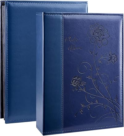 Miaikoe Photo Album 300 Photos 6x4 Leather Cover 10x15cm Blue