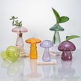 6 Pcs Colored Mushroom Glass Propagation Vases for Plants, Hydroponic Bud Vase Plant Propagation Stations Decor, Glass Terrariums for Indoor Plants, Cute Mushroom Vase Gifts for Women Office Decor