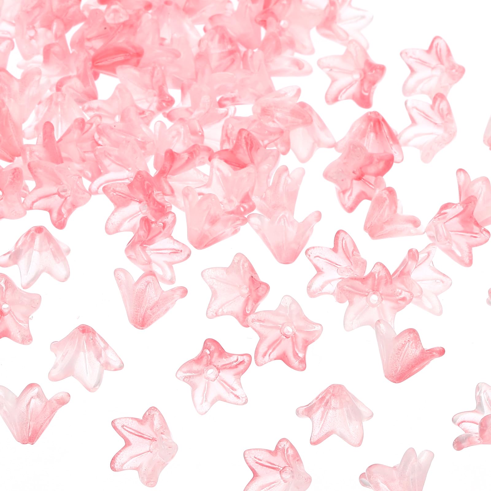 PATIKIL Glass Lily Flower Beads, 100 Pcs Gradient Flower Bead Charm for DIY Craft Decorations, Brown