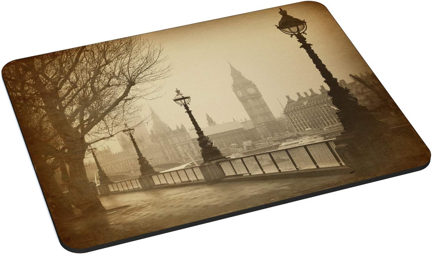 PEDEA Gaming and Office Mouse Mat - 220 x 180 mm - with Stitched Edges and Non-Slip Base - Big Ben, 220L x 180W mm