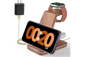 JoyGeek 3 in 1 Charging Station for Apple Devices, Wireless Charger Stand for iPhone 16/15/14/13/12/11/SE/X/8 Pro Max Plus Mini, Charging Dock for Apple Watch Ultra/8/SE/7/6/5/4/3, AirPods Pro 2/3/2
