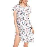 Naanle Chic Beautiful Pattern Women's Comfy Nightgown Short Sleeve Daily Loose Girls Nightshirts Loungewear PJs Dress S-XXL