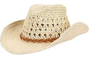 Straw Cowboy Hat Wide Brim Sun Hat Cowgirl Summer Panama Hat with Chin Strap Men Women Sombrero Travel Outdoor Family Hat