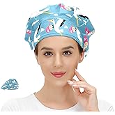 Women's Working Cap Purple Butterfly Adjustable Working Hats with Sweatband and Elastic Toggle Head Cover