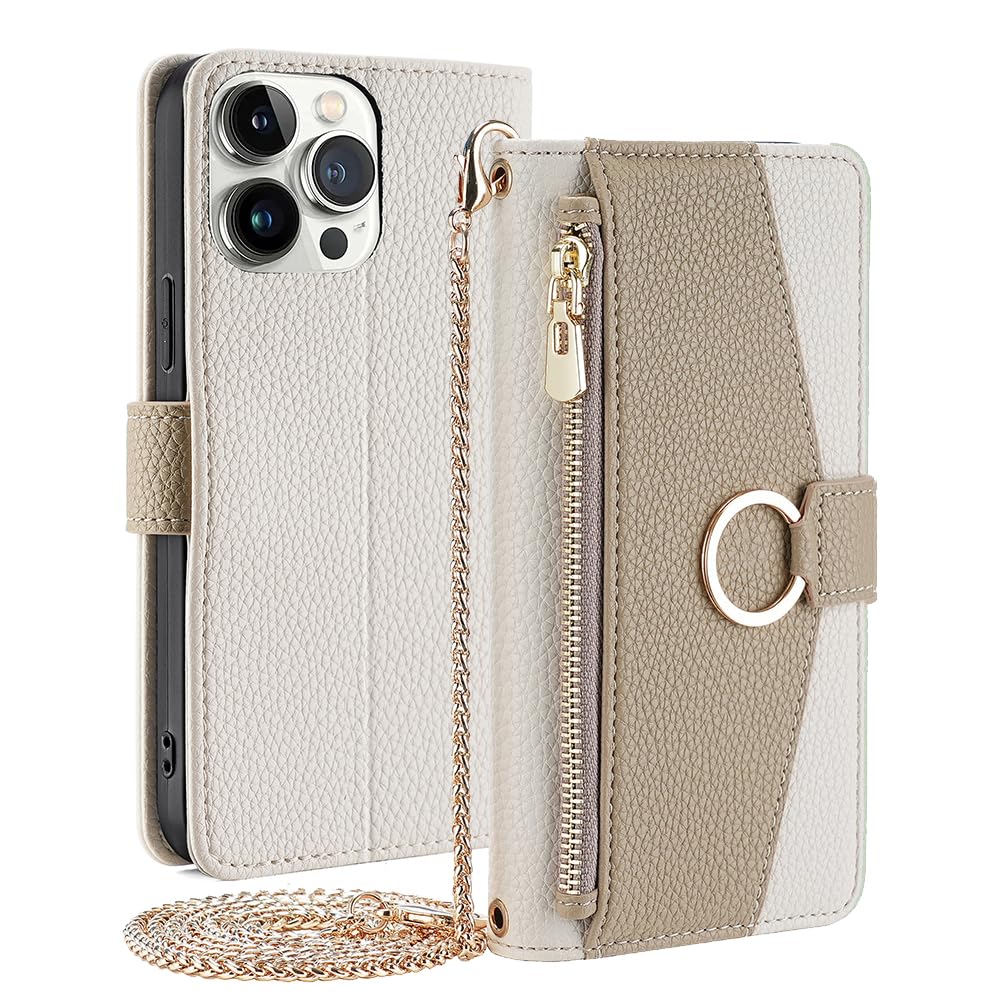 CasurvivePro Magnetic Handbag PU Leather Shock Absorbing Flip Cover Fits iPhone 16 Phone Model, Multifunctional Use: Wallet, Phone Holder, Etc-White