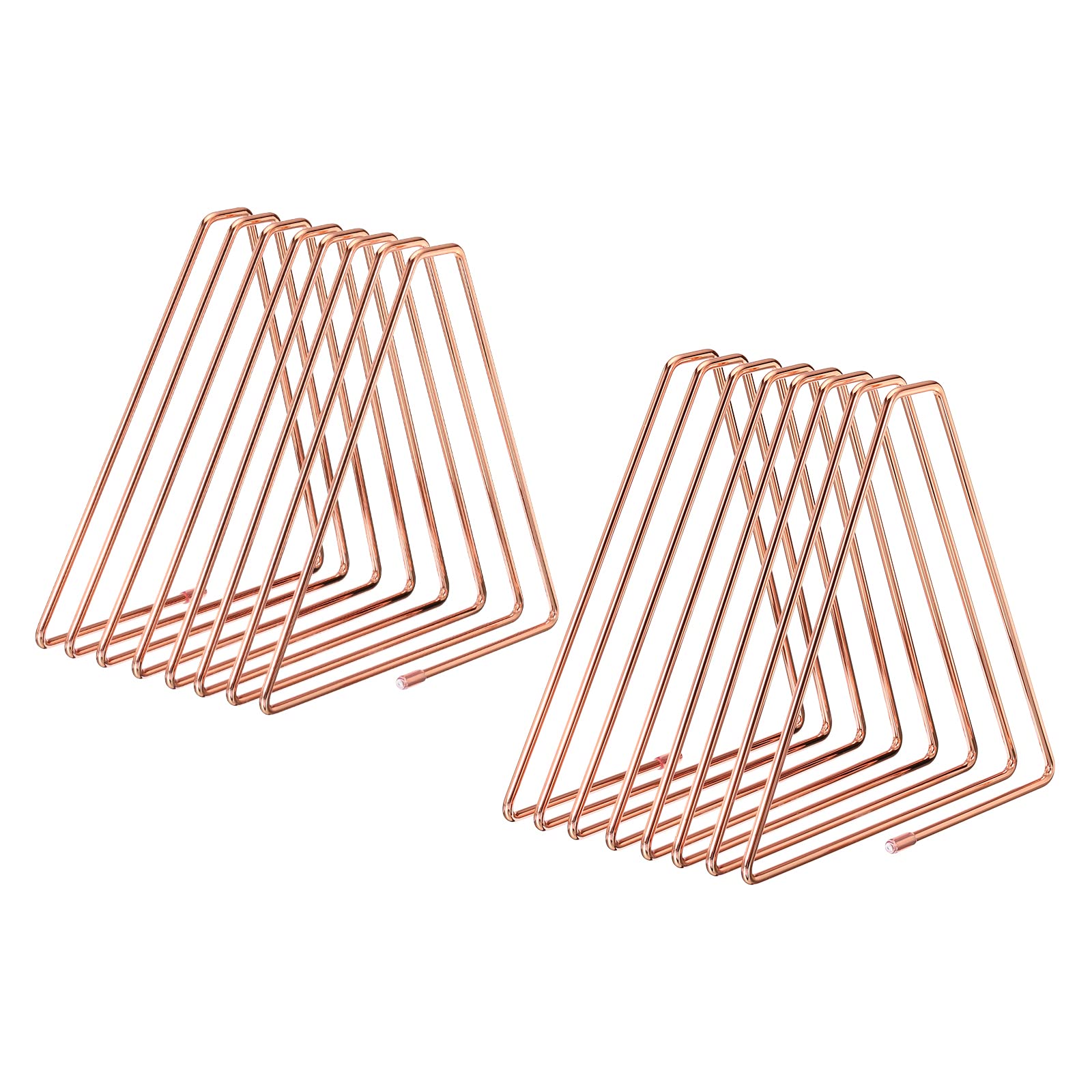 PATIKIL Triangle Desktop File Holder Rack, 2pcs Metal Vinyl Record Stand Holder Office File Organizer Triangle Bookshelf Decor for Desk Office Decor Rose Gold