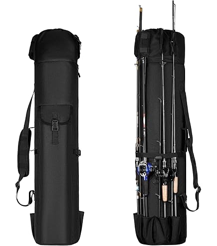 SILANON Fishing Rod Bag Pole Holder, Portable Fishing Rod Case Carrier Canvas Pole Storage Bag Travel Carry Case Waterproof Fishing Tackle Gear Organizer : Sports & Outdoors