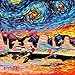 Coyote and Road Runner Art - Looney Tunes Inspired Starry Night - Cartoon Art - PRINT - van Gogh Never Caught Road Runner - Art by Aja 8x8, 10x10, 12x12, 20x20, 24x24 inches