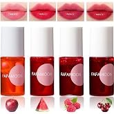 Dulele 4PCS Lip Tint Stain Set, Mini Moisturizing Water Lipstick,Fruit Land | Vivid Color Korean Lip Gloss, Long-Lasting &amp; Non-Sticky Cup, Multi-Use Liquid Blush &amp; Lip Stain