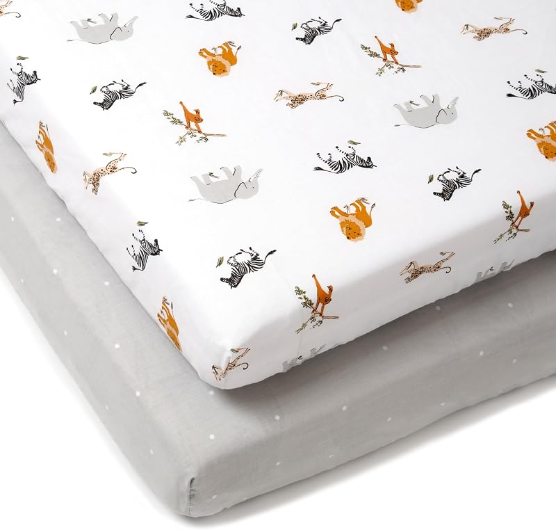 Clair de Lune Jungle Dream 2 Pack Fitted Cot Bed Sheets 70 x 140 cm