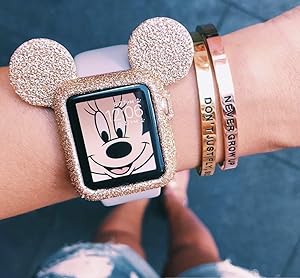 SBN Gold Glitter Mickey Apple Watch Case Size 38mm iWatch Case Series 3/Series 2/Series 1 Cartoon Mouse Ears Apple Watch Case (38)