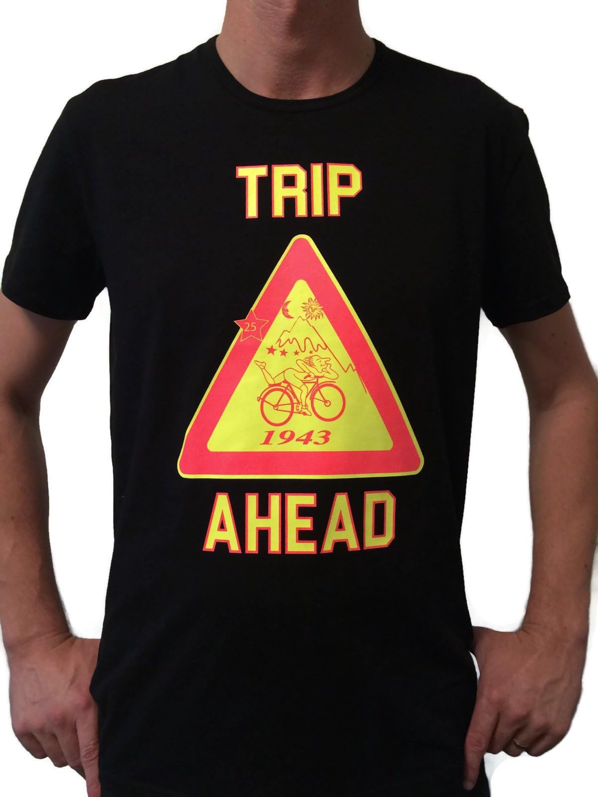 Gloook Wear Trip Ahead T-Shirt, Glow in UV-Blacklight, Psychedelic Festival Acid Hoffman Tee