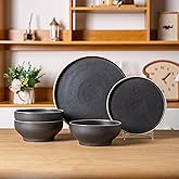 Amazon.com | LERATIO Ceramic Dinnerware Sets of 4, Speckled Stoneware ...