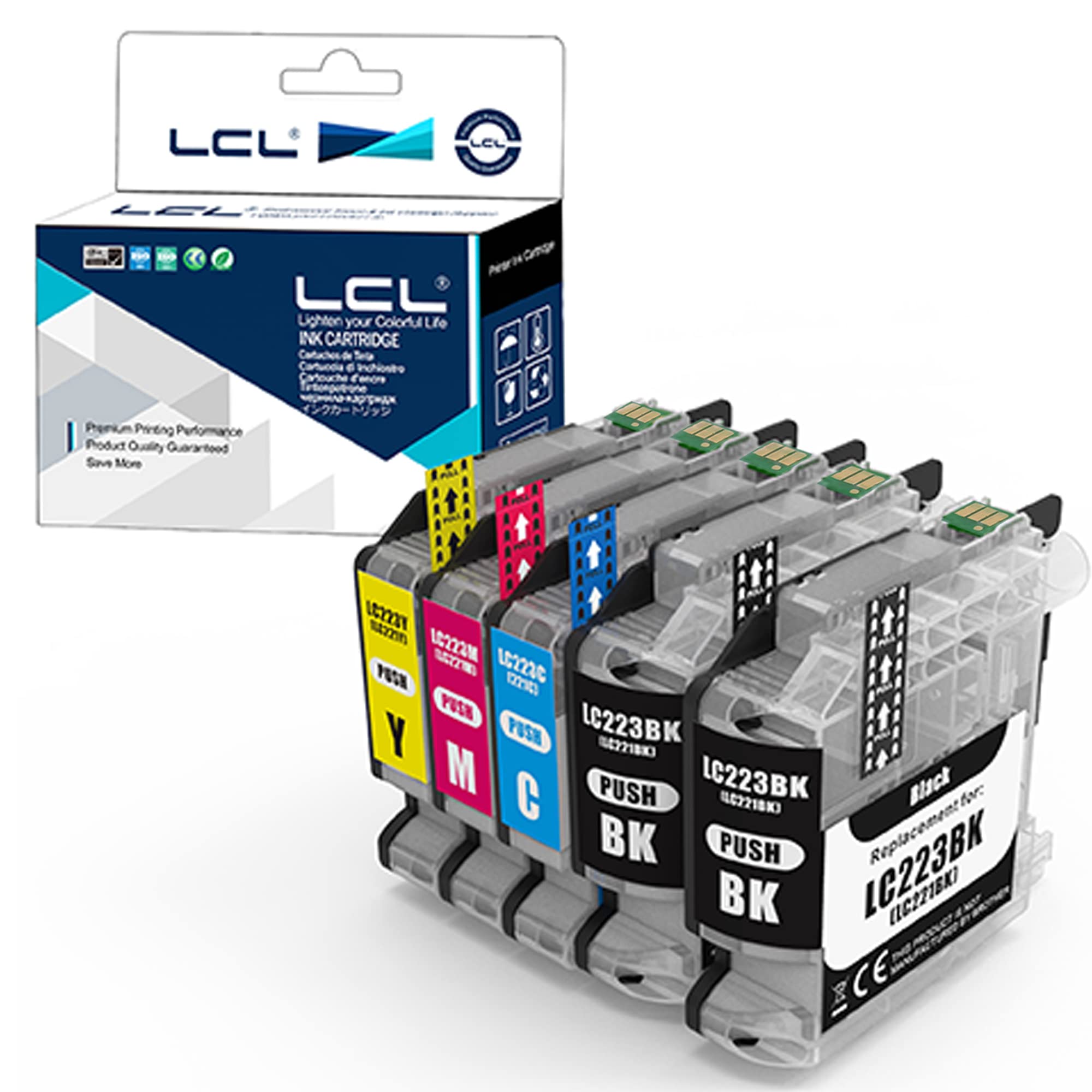 LCL LC223 Ink Cartridge Replacement for Brother LC-223 LC223 XL LC-223BK LC223BK LC-223C LC223C LC-223M LC223M LC-223Y LC223Y for MFC-J4420DW J4620DW J4625DW J5320DW DCP-J4120DW J562DW (5Pack)