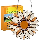 Capulina Large Size Mothers Day Sunflower Gifts Stained Glass Window Hangings Stunning Handicrafts Sun Flower Suncatcher Flower Lovers Gifts for Window Decor