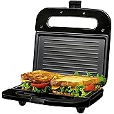 OVENTE Electric Panini Press Grill with Nonstick Plates, LED Indicator Lights, Thermostat Control, Cool Touch Handle, Compact